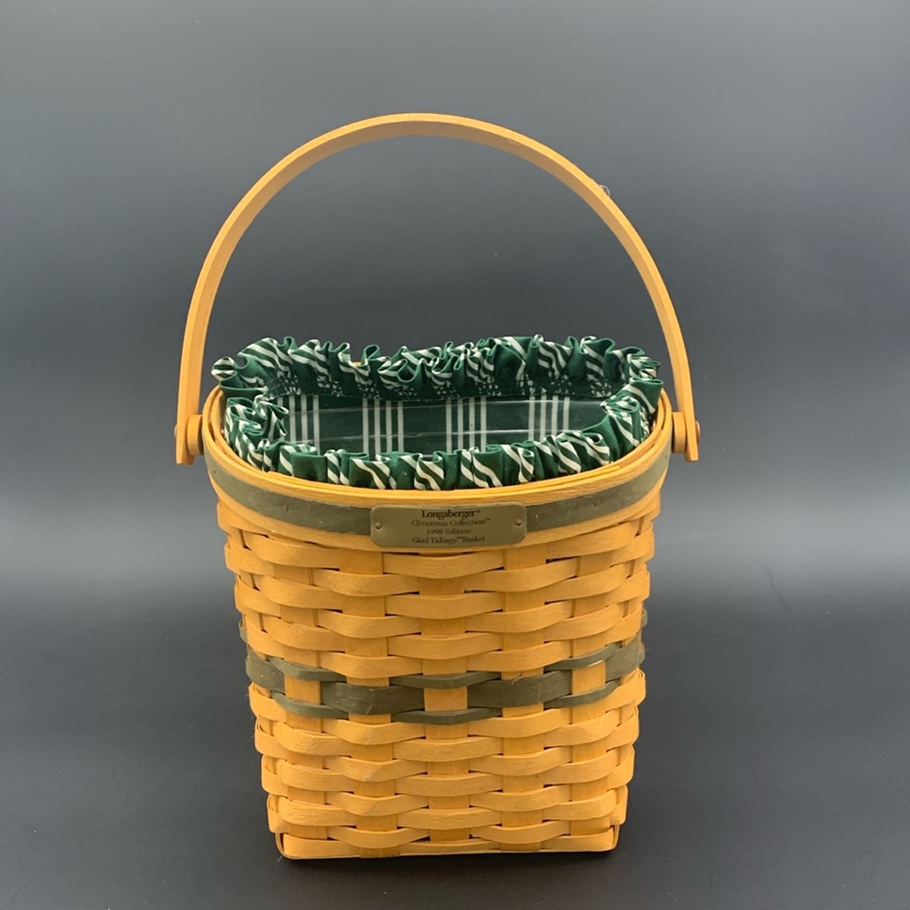 Longaberger Vintage 1998 Christmas Collection Glad Tidings Green Hanging Basket